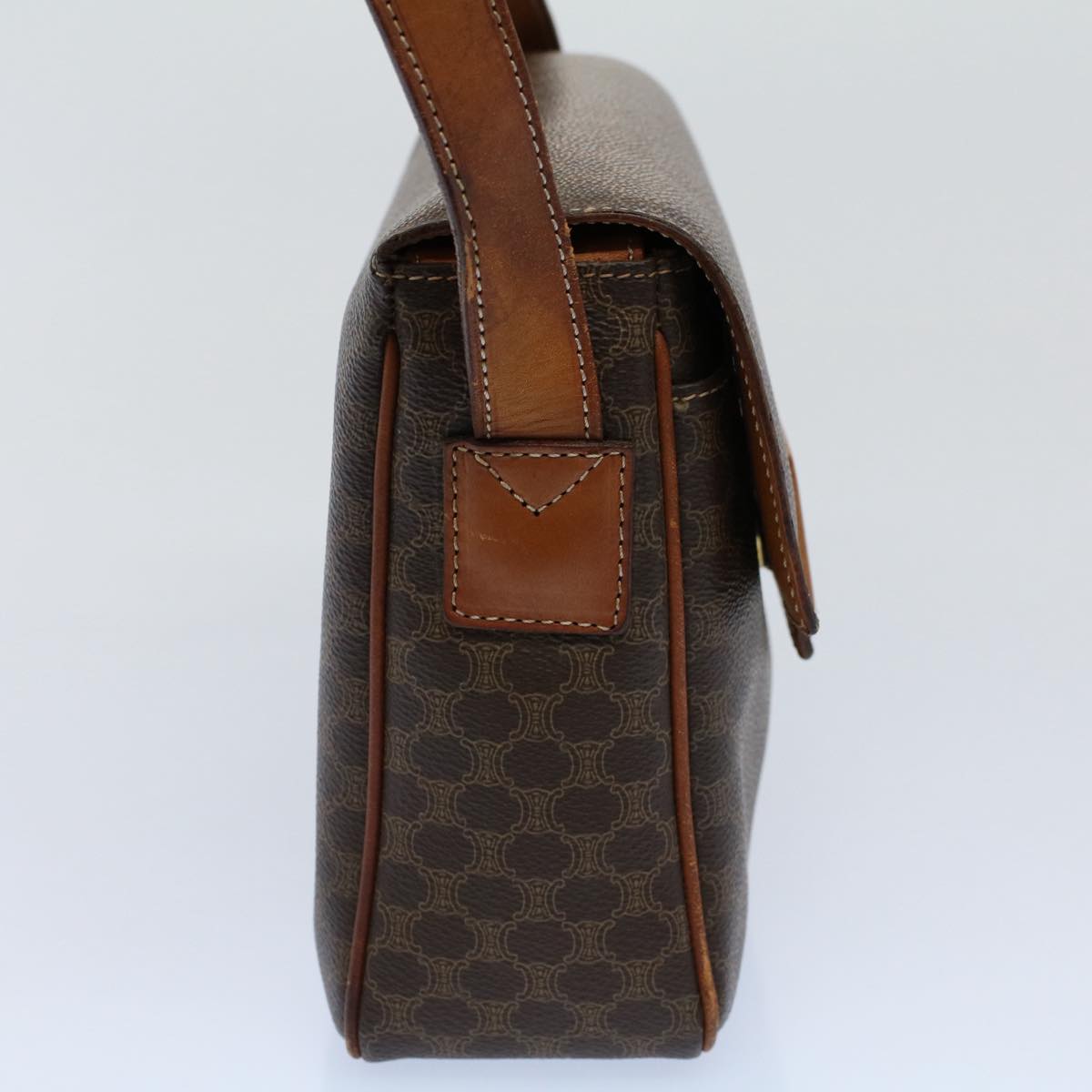 Luxury CELINE Macadam Canvas Shoulder Bag PVC Leather Brown  fm2799