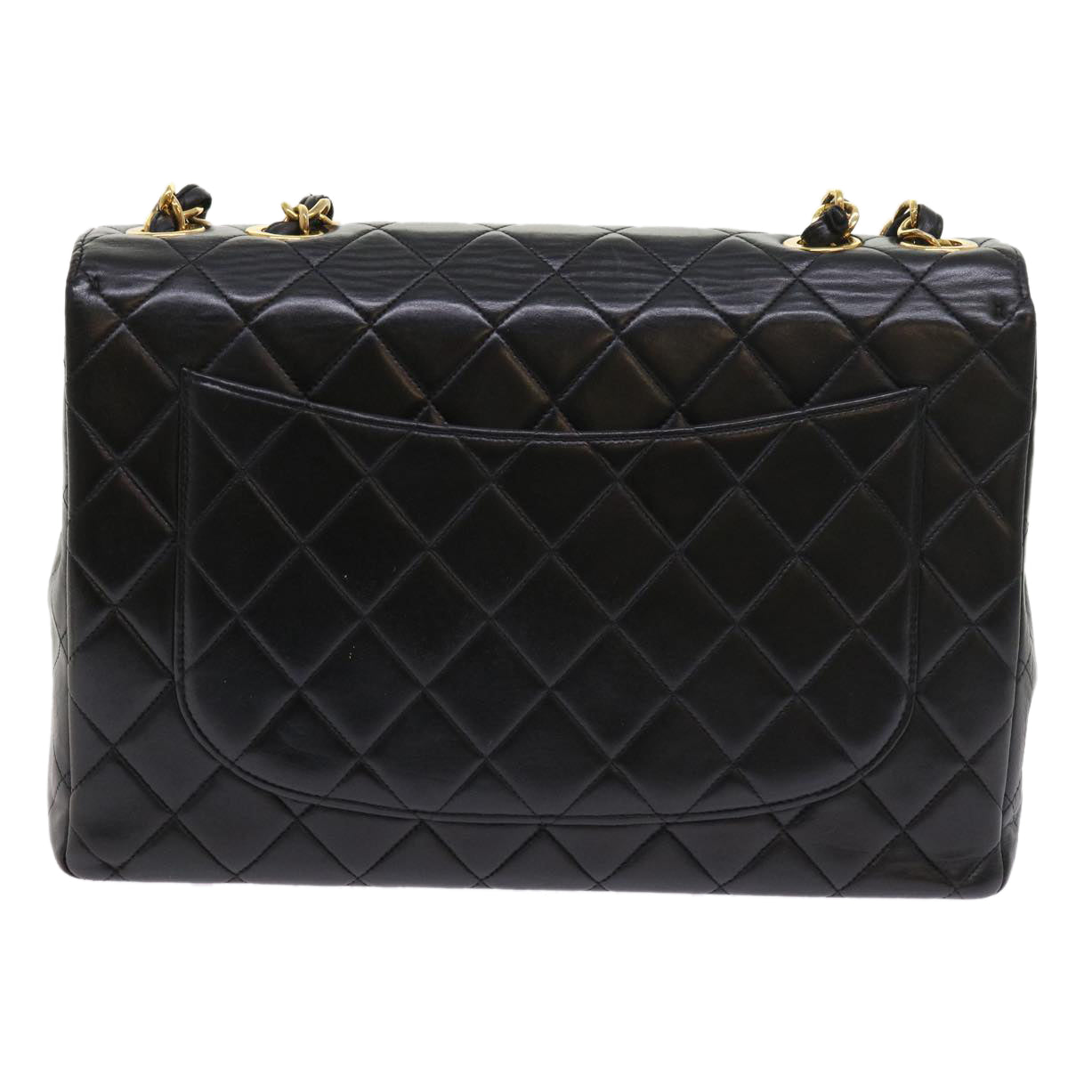CHANEL Big Matelasse Chain Shoulder Bag Leather Black CC Auth fm2835