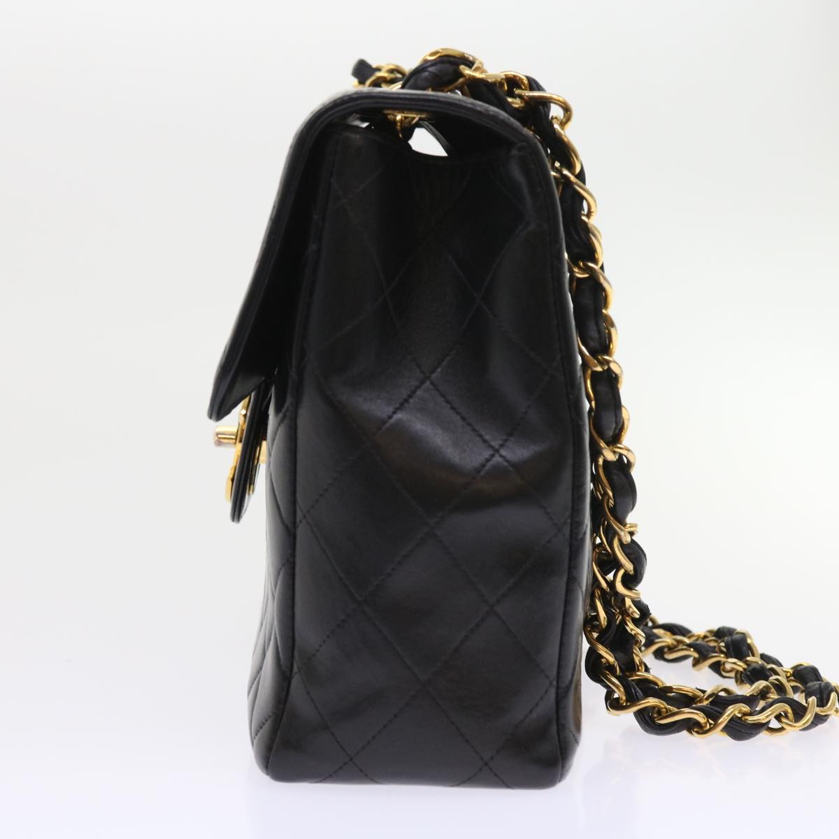 CHANEL Big Matelasse Chain Shoulder Bag Leather Black CC Auth fm2835