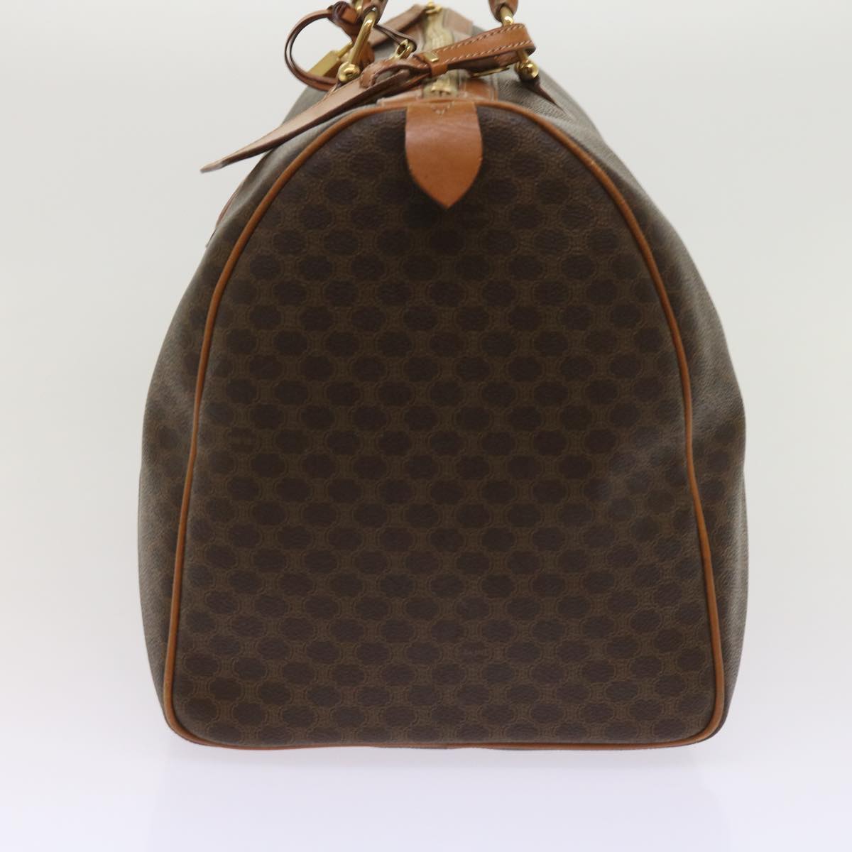 Luxury CELINE Macadam Canvas Boston Bag PVC Brown  fm3128