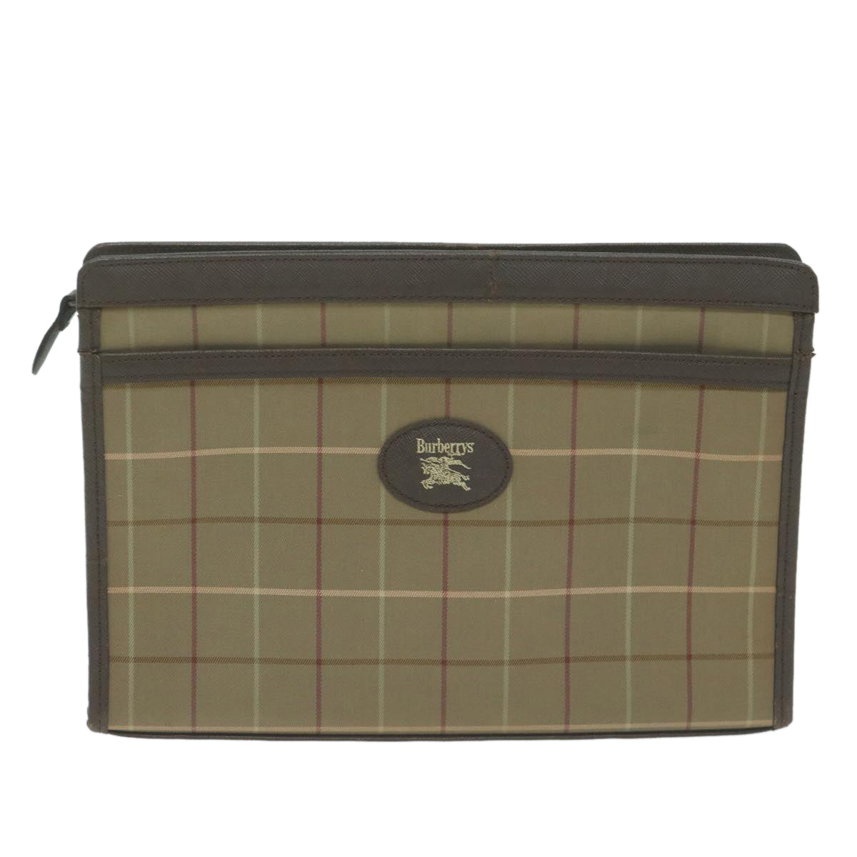 Luxury BurberrySs Nova Check Clutch Bag Canvas Brown Auth fm3178