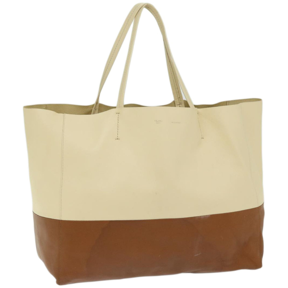 Luxury CELINE Horizontal Cabas Tote Bag Leather Beige Brown  fm3255