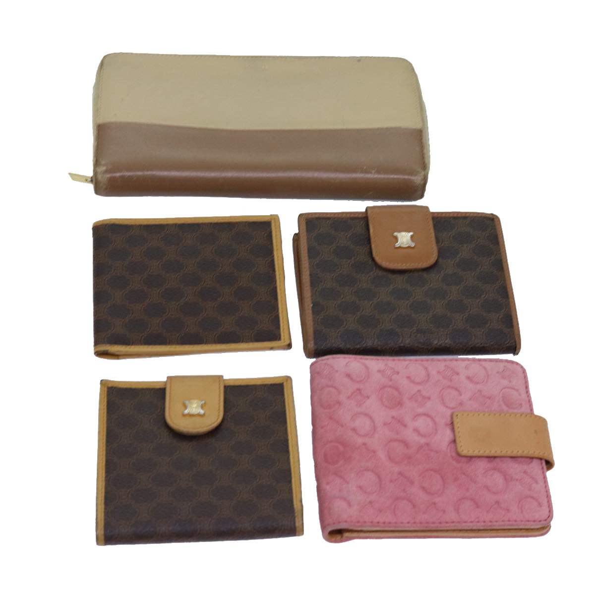 Luxury CELINE Macadam Canvas Wallet Leather 5Set Brown Pink beige  fm3438