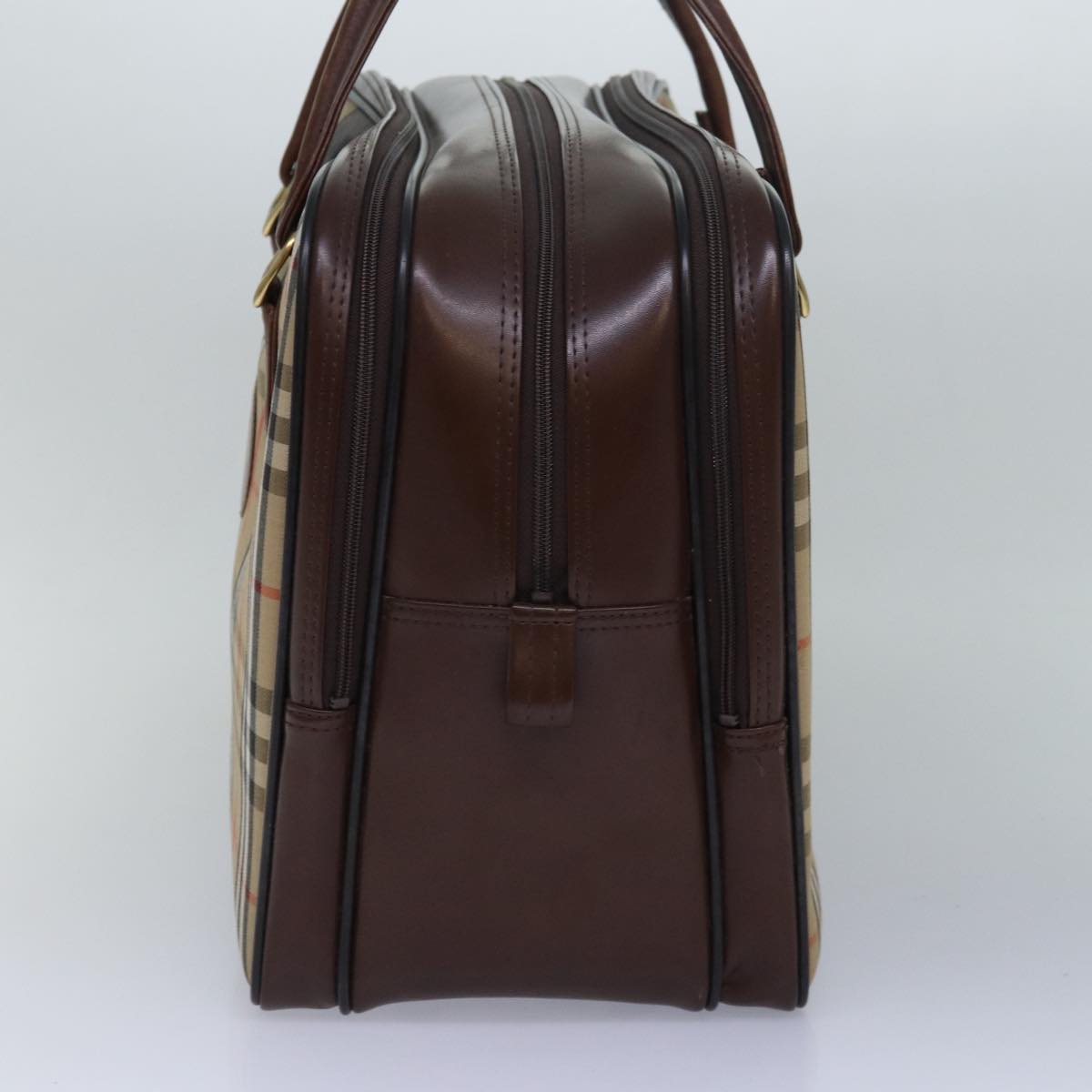 Luxury BurberrySs Nova Check Boston Bag Canvas Beige Auth fm3564