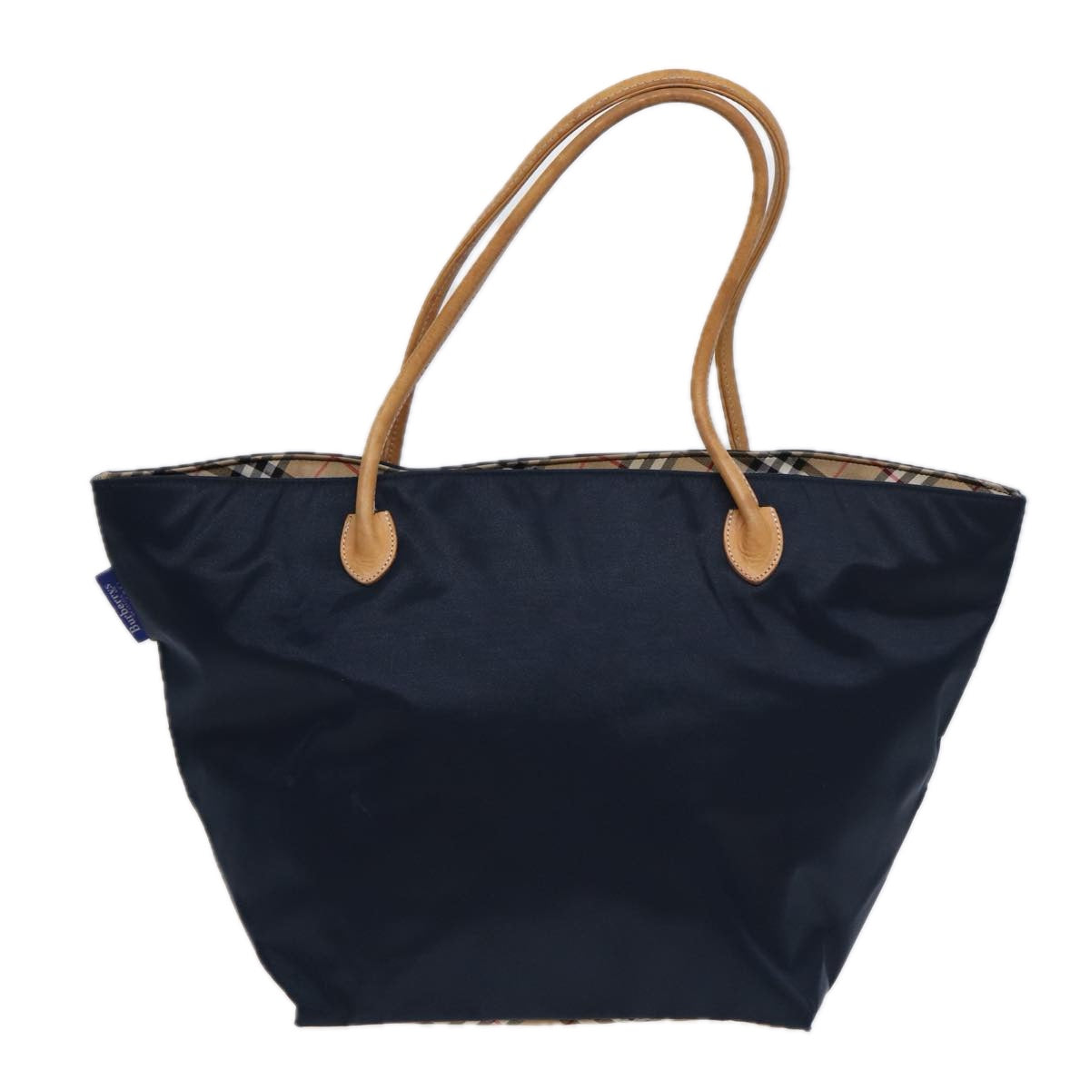 Luxury BurberrySs Nova Check Blue Label Tote Bag Nylon Navy Auth fm3650