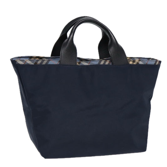 Luxury Burberry Nova Check Hand Bag Nylon Navy Auth fm3652