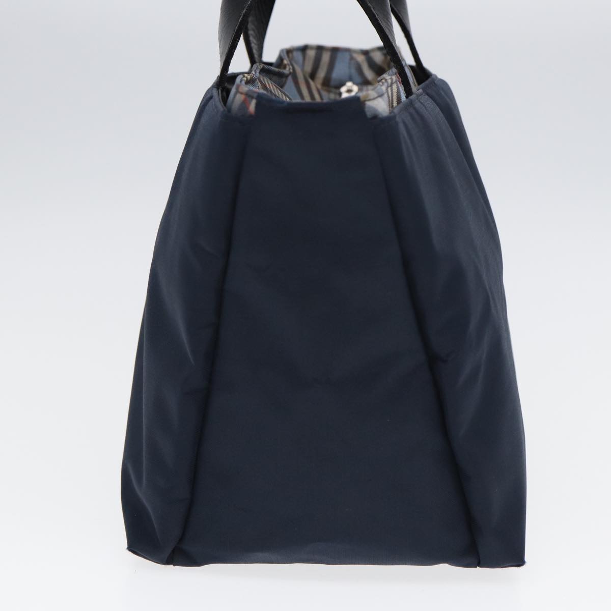 Luxury Burberry Nova Check Hand Bag Nylon Navy Auth fm3652