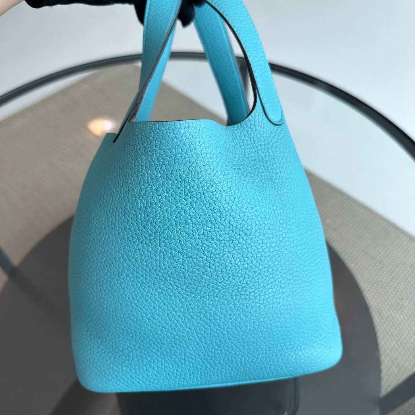 *Full Set, Receipt* Hermes Picotin 18 X Stamp Bleu Saint SHW