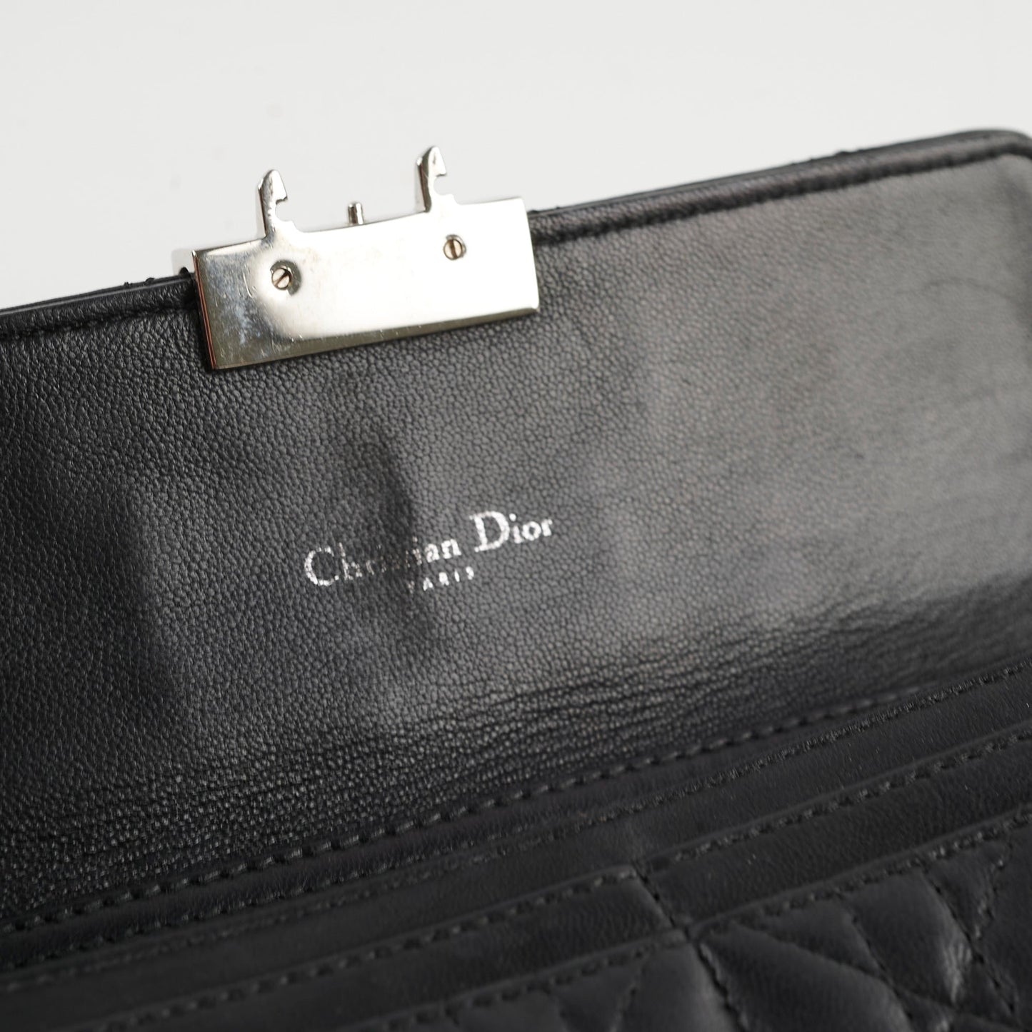 Christian Dior Lambskin Long Wallet On Chain WOC Black