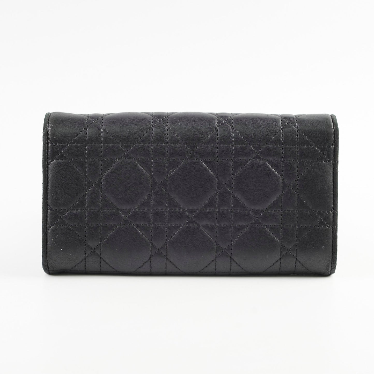 Christian Dior Lambskin Long Wallet On Chain WOC Black
