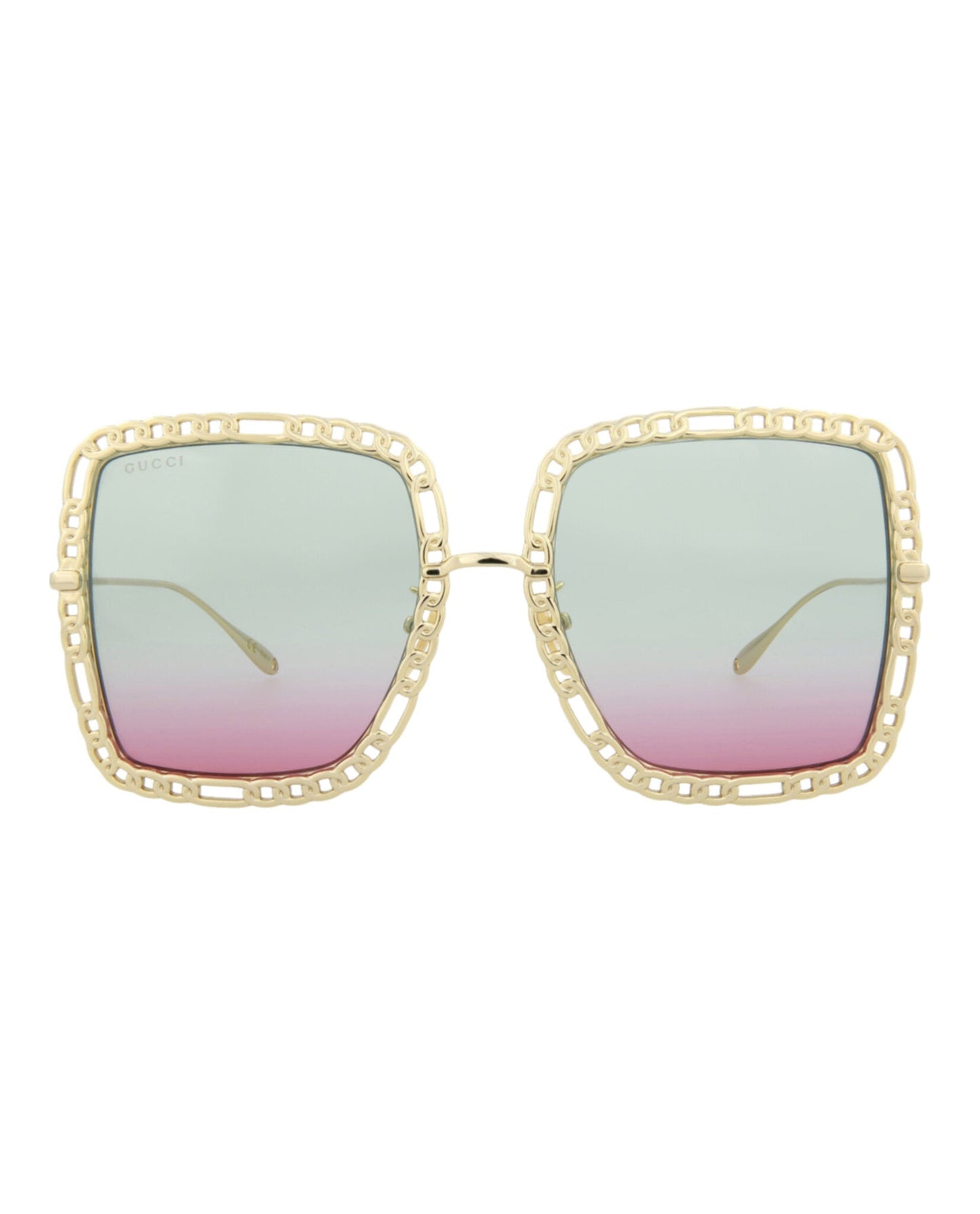 Gucci Womens Square/Rectangle Gold Gold Light Blue Fashion Designer Eyewear