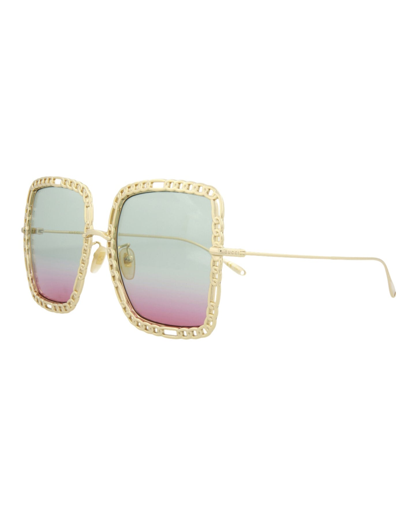 Gucci Womens Square/Rectangle Gold Gold Light Blue Fashion Designer Eyewear