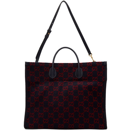 Gucci Wool Monogram GG Tote in Navy