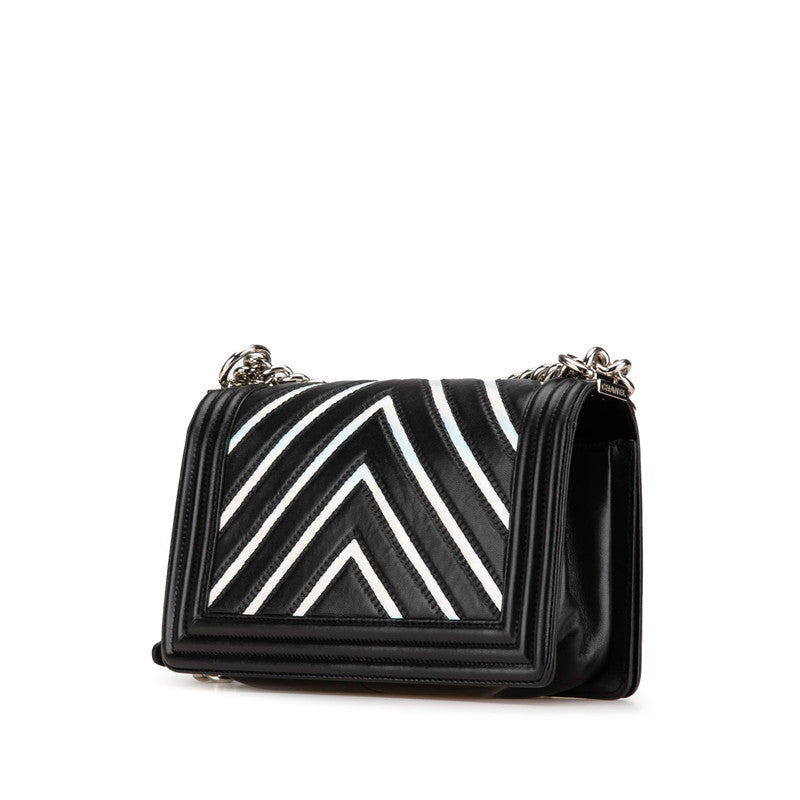Chanel Boy Chanel Chevron V Stitch Lambskin Patent Leather Shoulder Bag Classic Flap