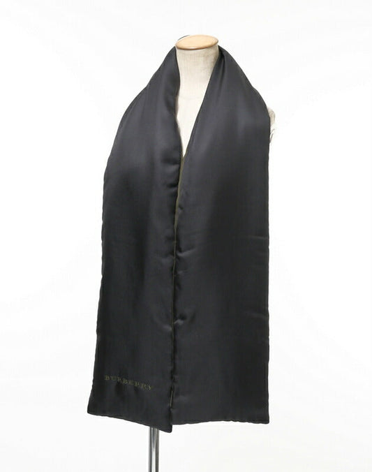 BURBERRY Scarf Silk, polyester/filling=batting black Long scarf Embroidered logo mens