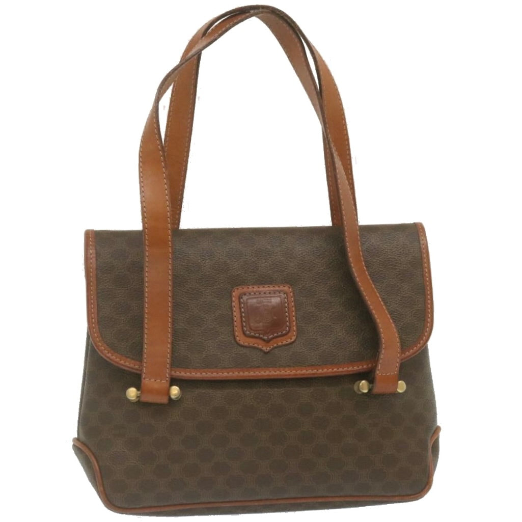 Luxury CELINE Macadam Canvas 2Way Shoulder Hand Bag PVC Leather Brown  am2277g