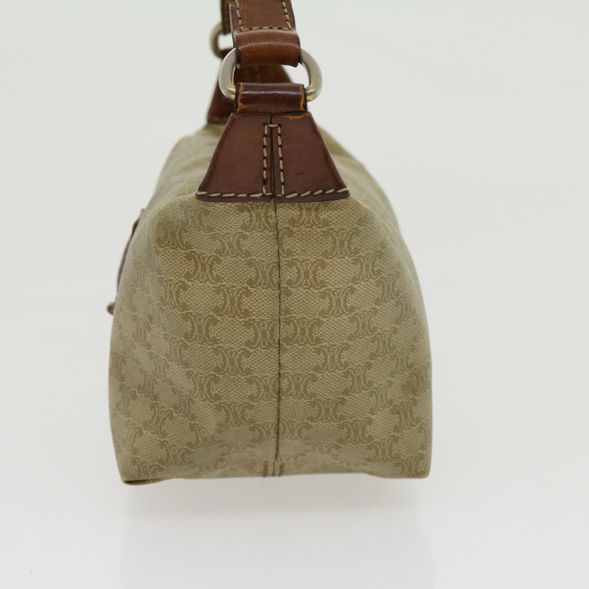 Luxury CELINE Macadam Canvas Hand Pouch PVC Leather Beige  am2606g