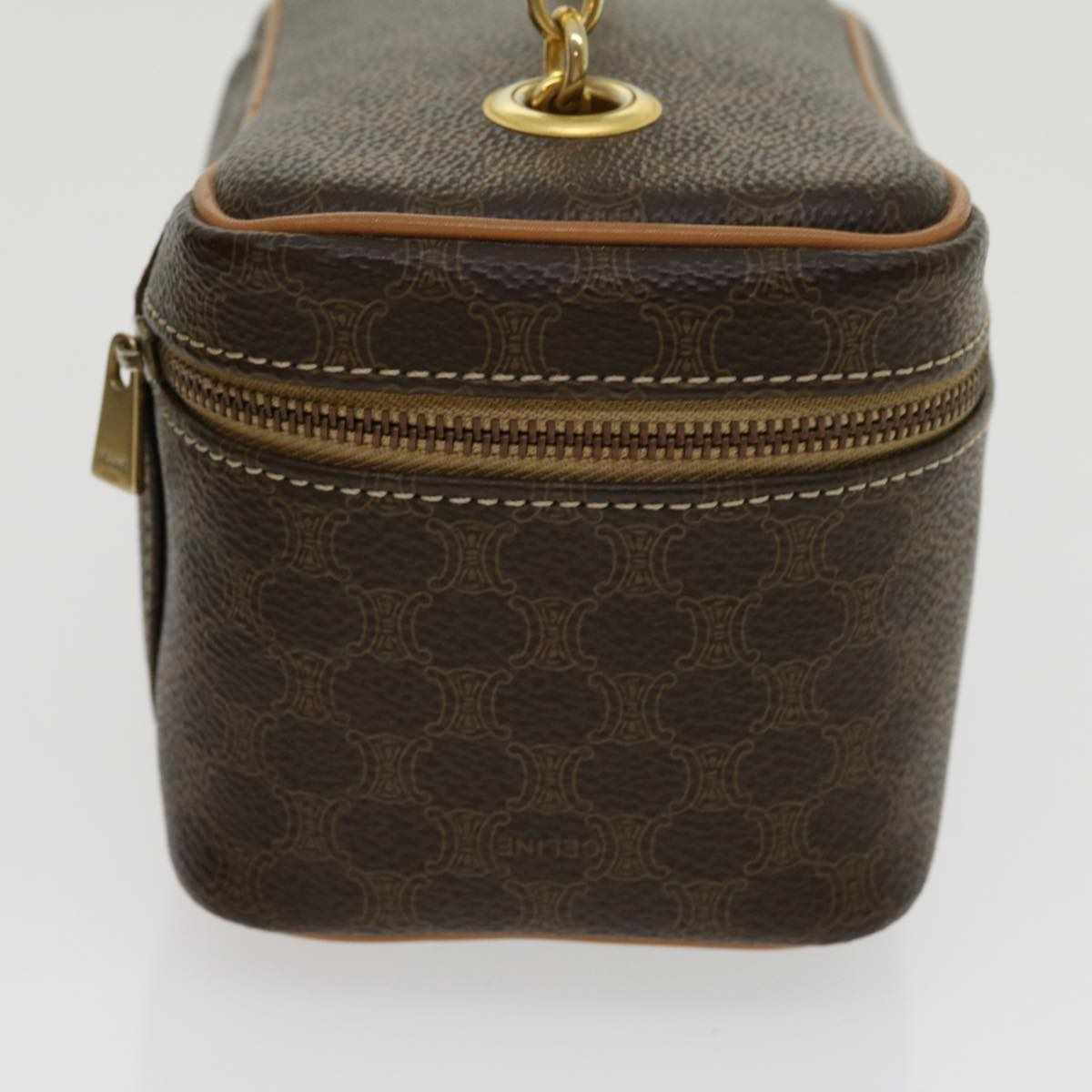 Luxury CELINE Macadam Canvas Vany Hand Bag PVC Leather Brown  am2715g