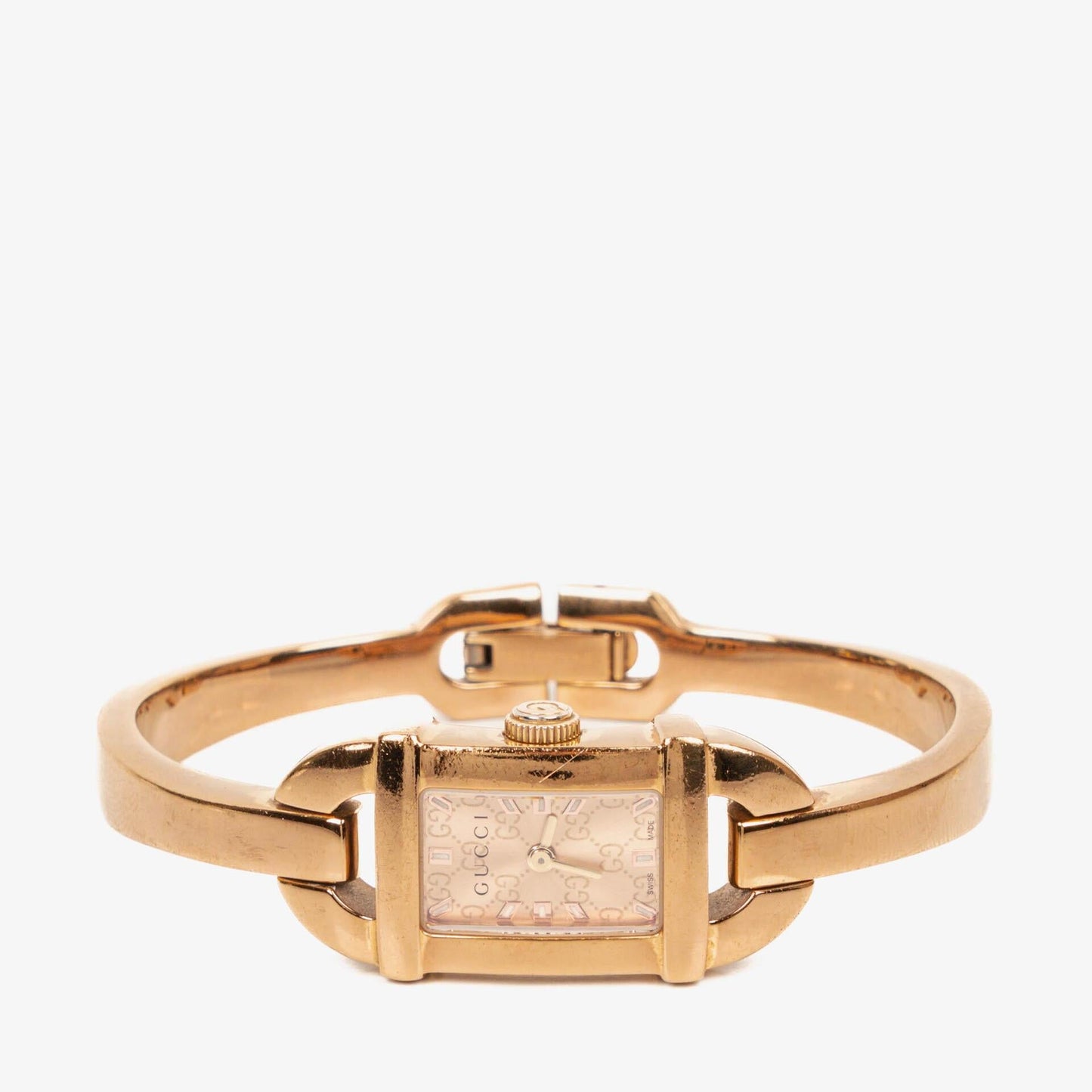 Gucci 6800L GG Dial Bangle Timepiece Gold-Tone Stainless Steel Watch