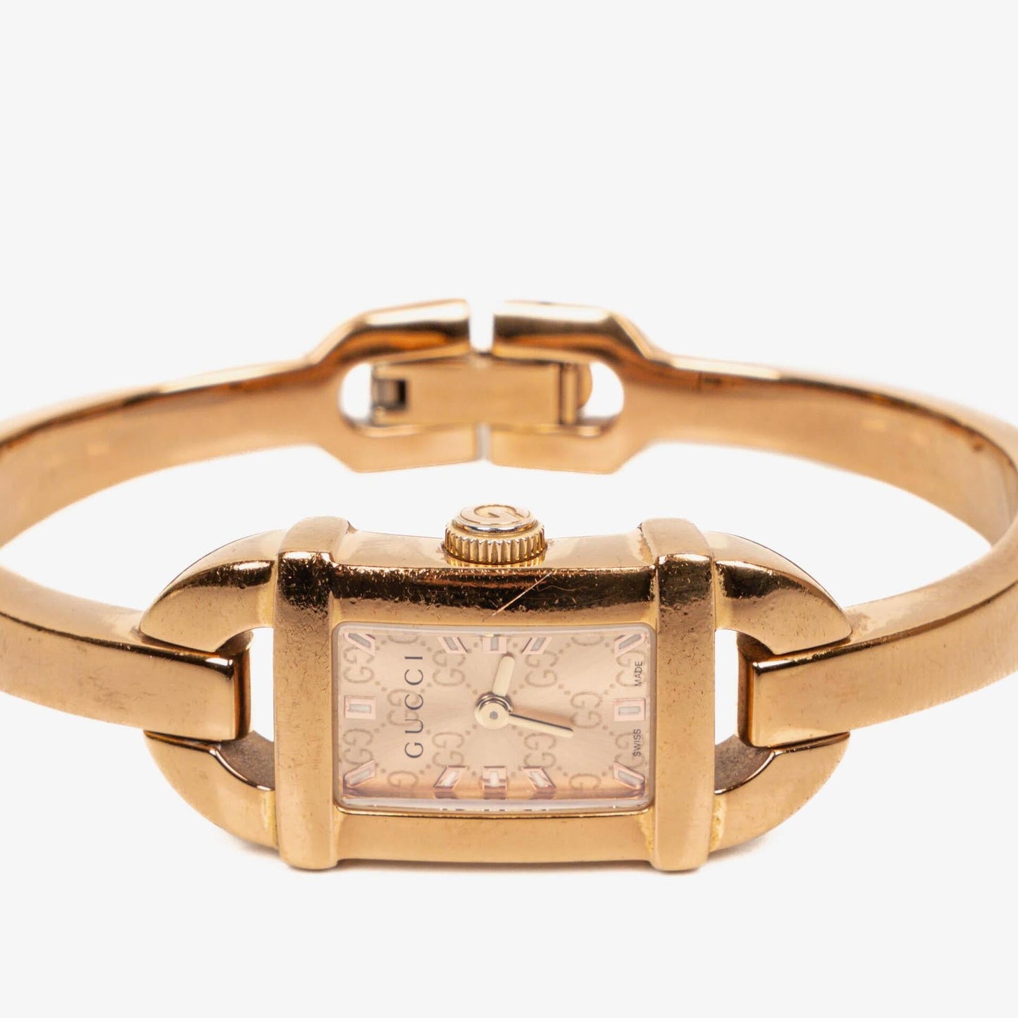 Gucci 6800L GG Dial Bangle Timepiece Gold-Tone Stainless Steel Watch