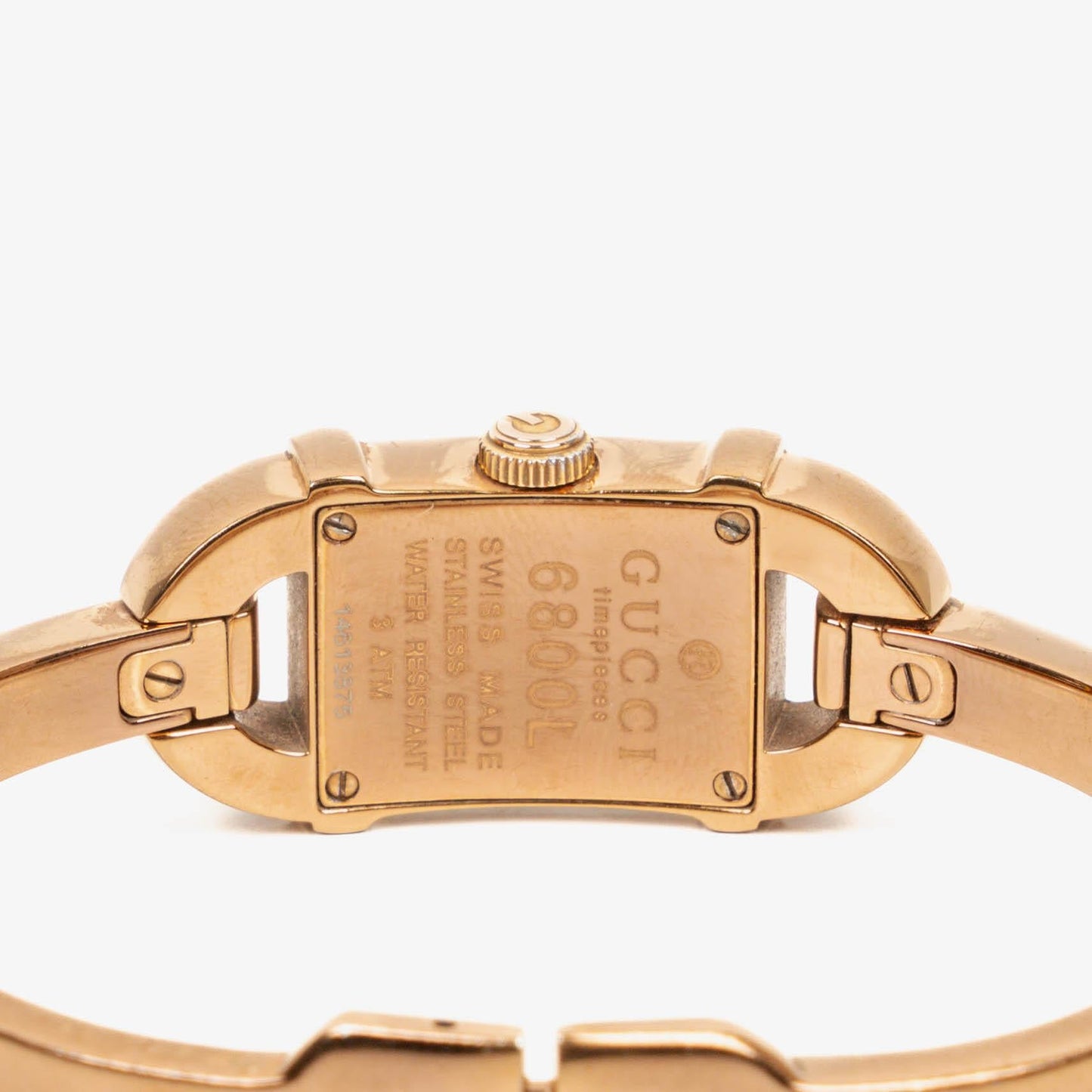 Gucci 6800L GG Dial Bangle Timepiece Gold-Tone Stainless Steel Watch