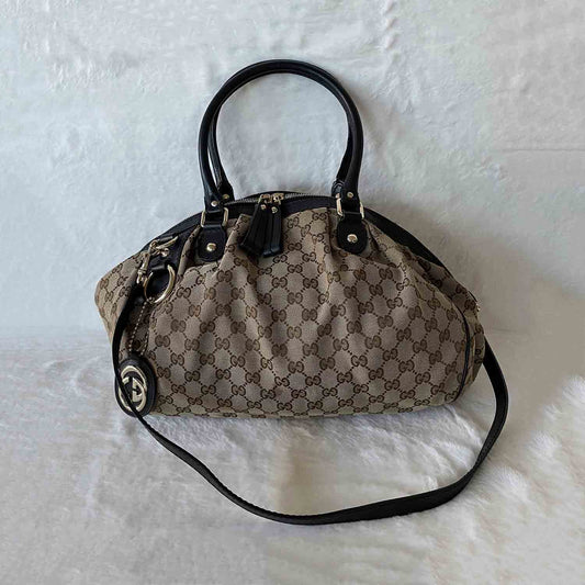 Gucci Sukey Leather Canvas Tote Style 4