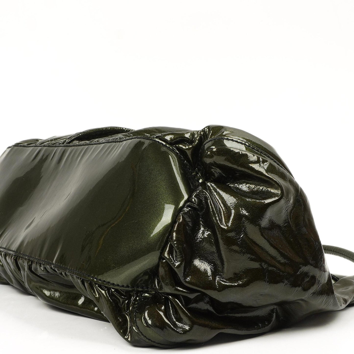 Gucci Abbey D-Ring Olive Green Patent Leather Hobo Bag