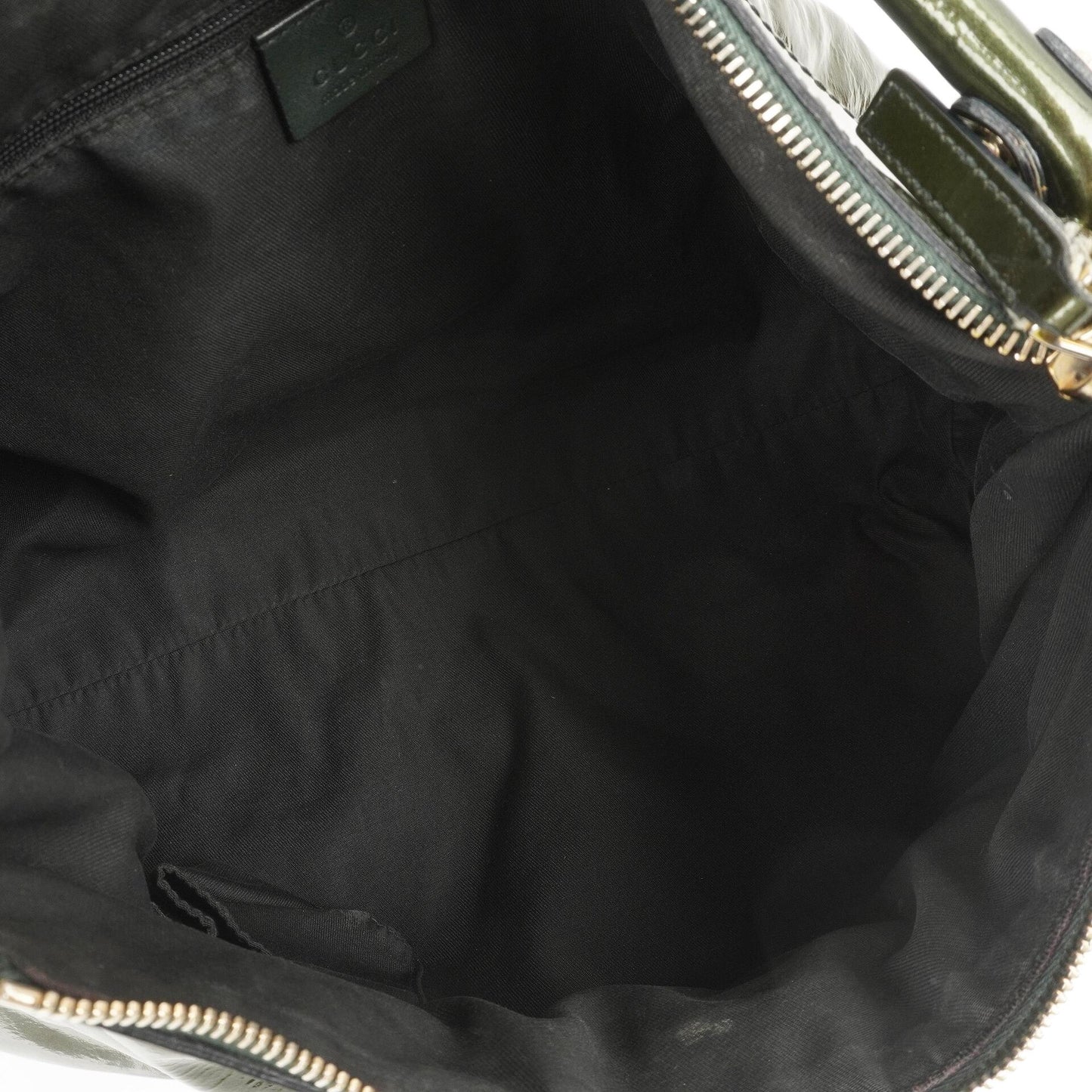 Gucci Abbey D-Ring Olive Green Patent Leather Hobo Bag