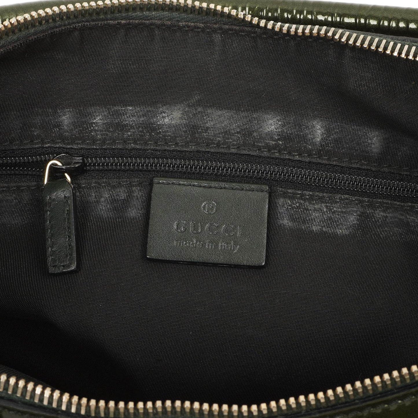 Gucci Abbey D-Ring Olive Green Patent Leather Hobo Bag