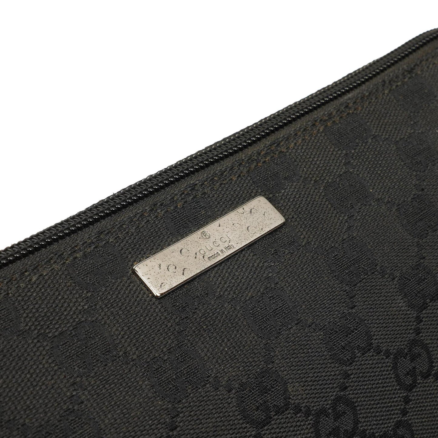 Gucci Baguette Pochette Boat Black GG Monogram Bag