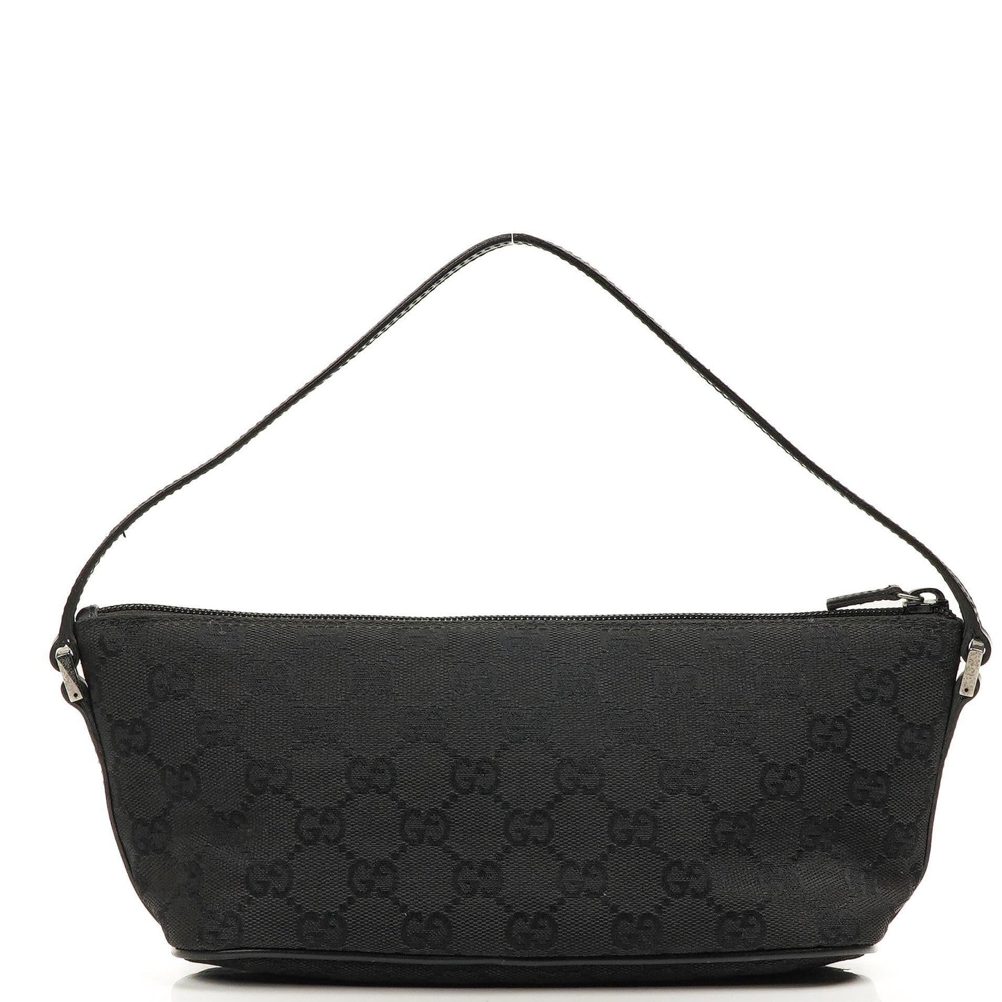 Gucci Baguette Pochette Boat Black GG Monogram Bag