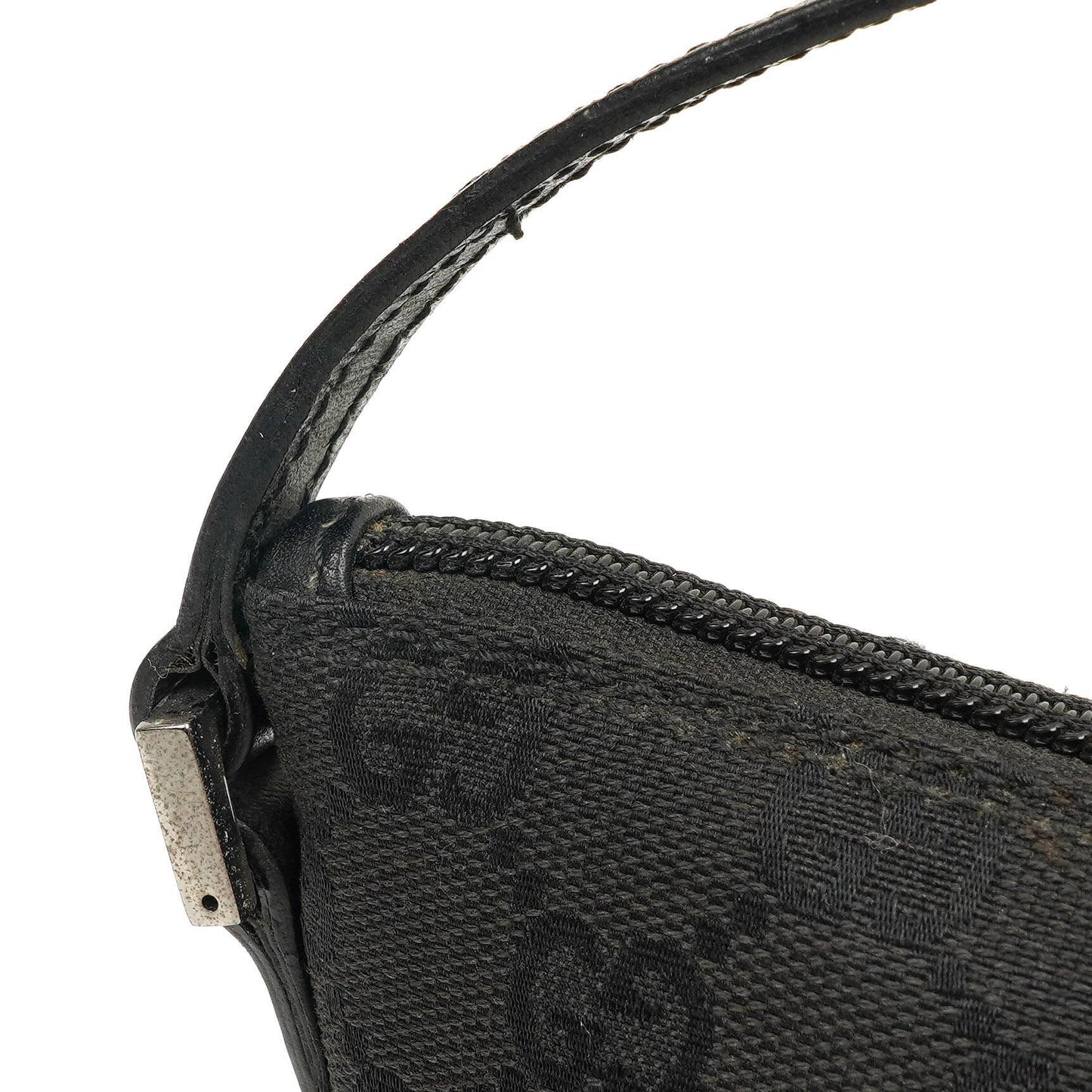 Gucci Baguette Pochette Boat Black GG Monogram Bag