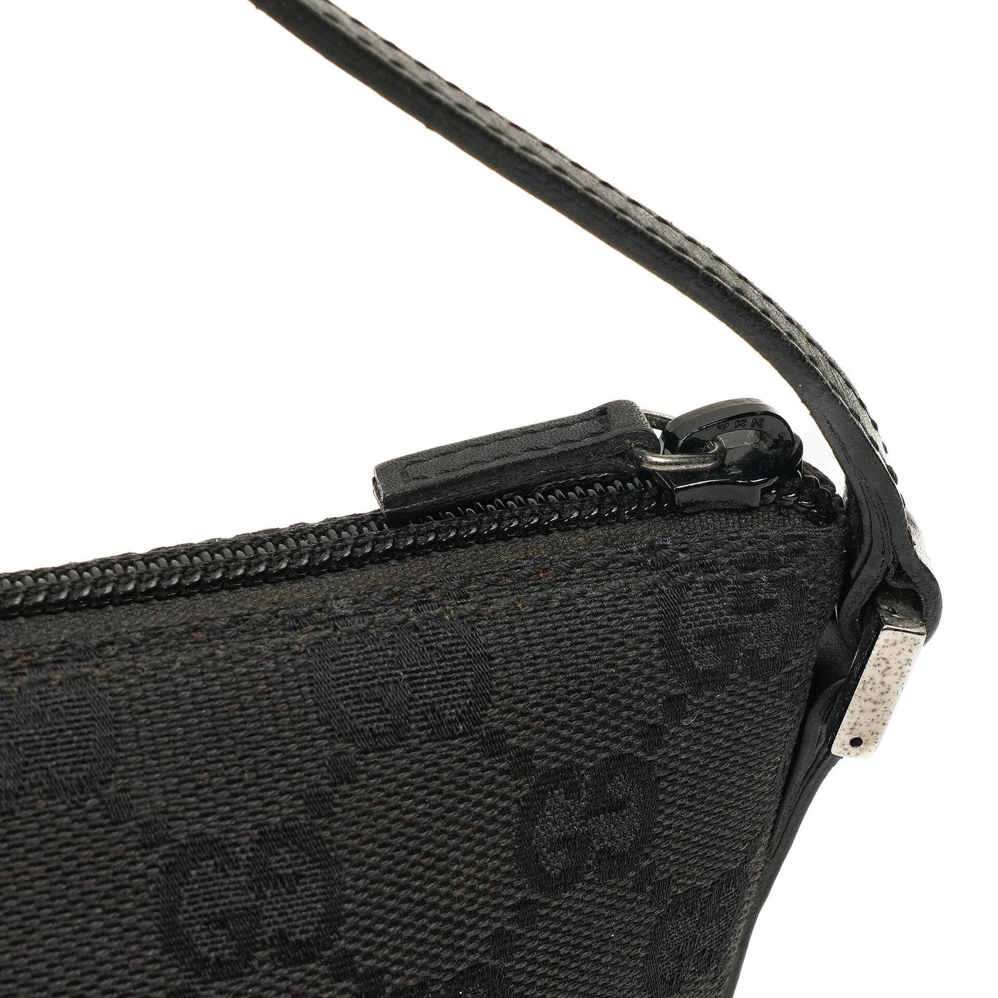 Gucci Baguette Pochette Boat Black GG Monogram Bag