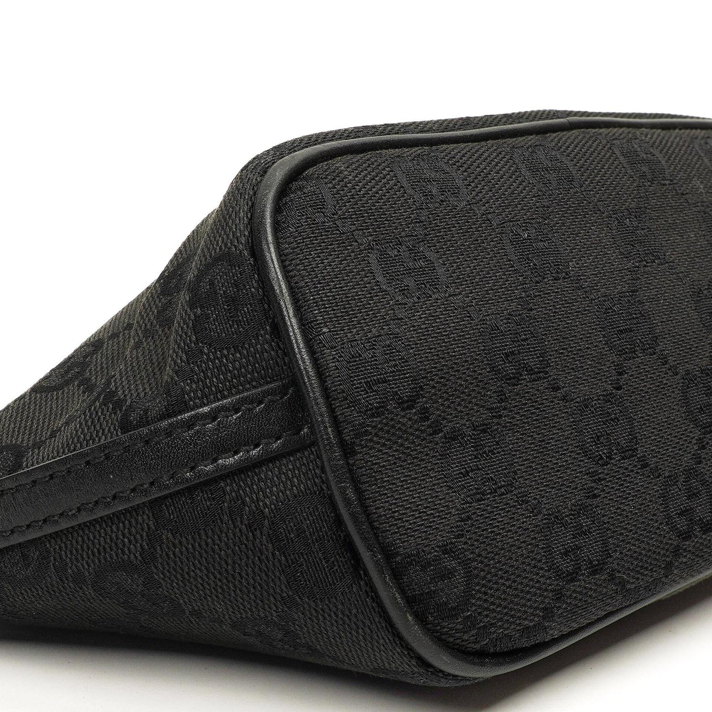 Gucci Baguette Pochette Boat Black GG Monogram Bag