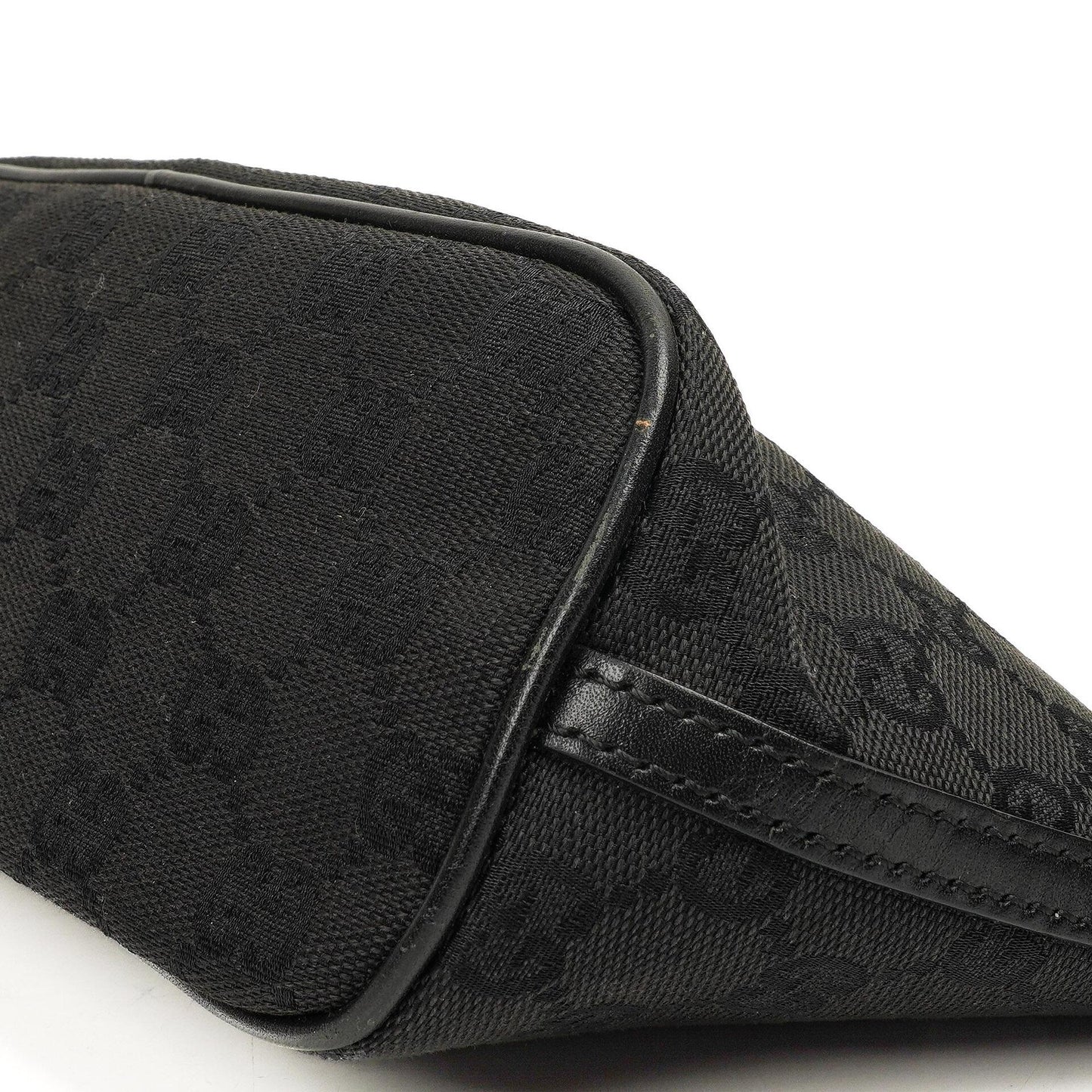 Gucci Baguette Pochette Boat Black GG Monogram Bag