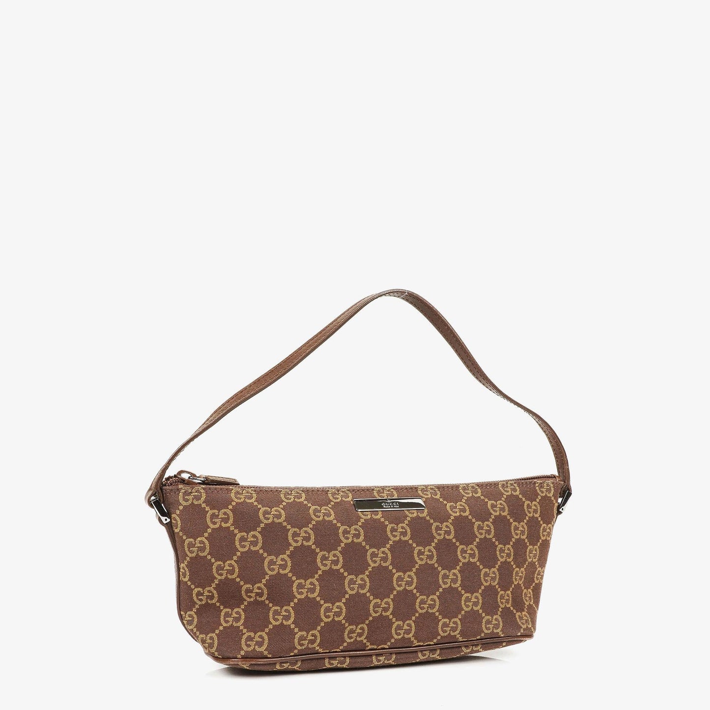Gucci Baguette Pochette Boat Brown GG Monogram Bag