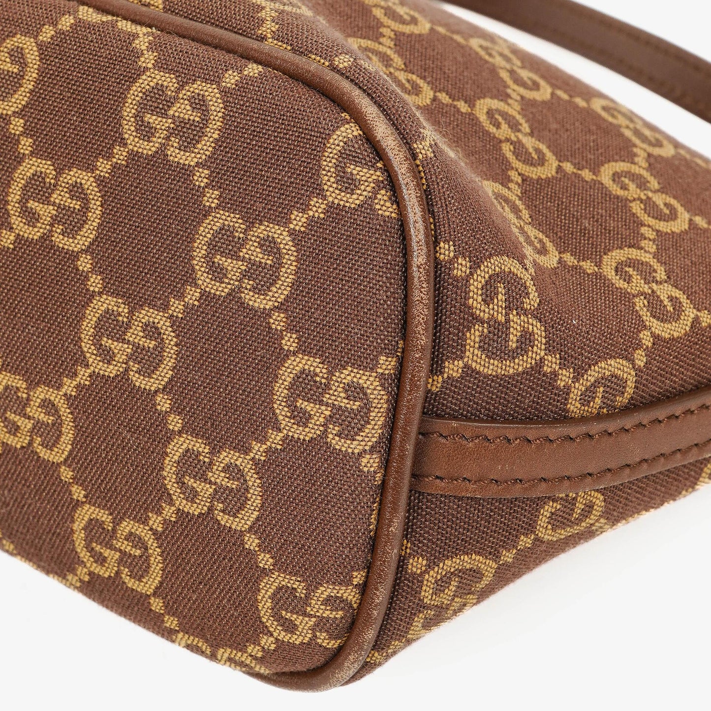 Gucci Baguette Pochette Boat Brown GG Monogram Bag