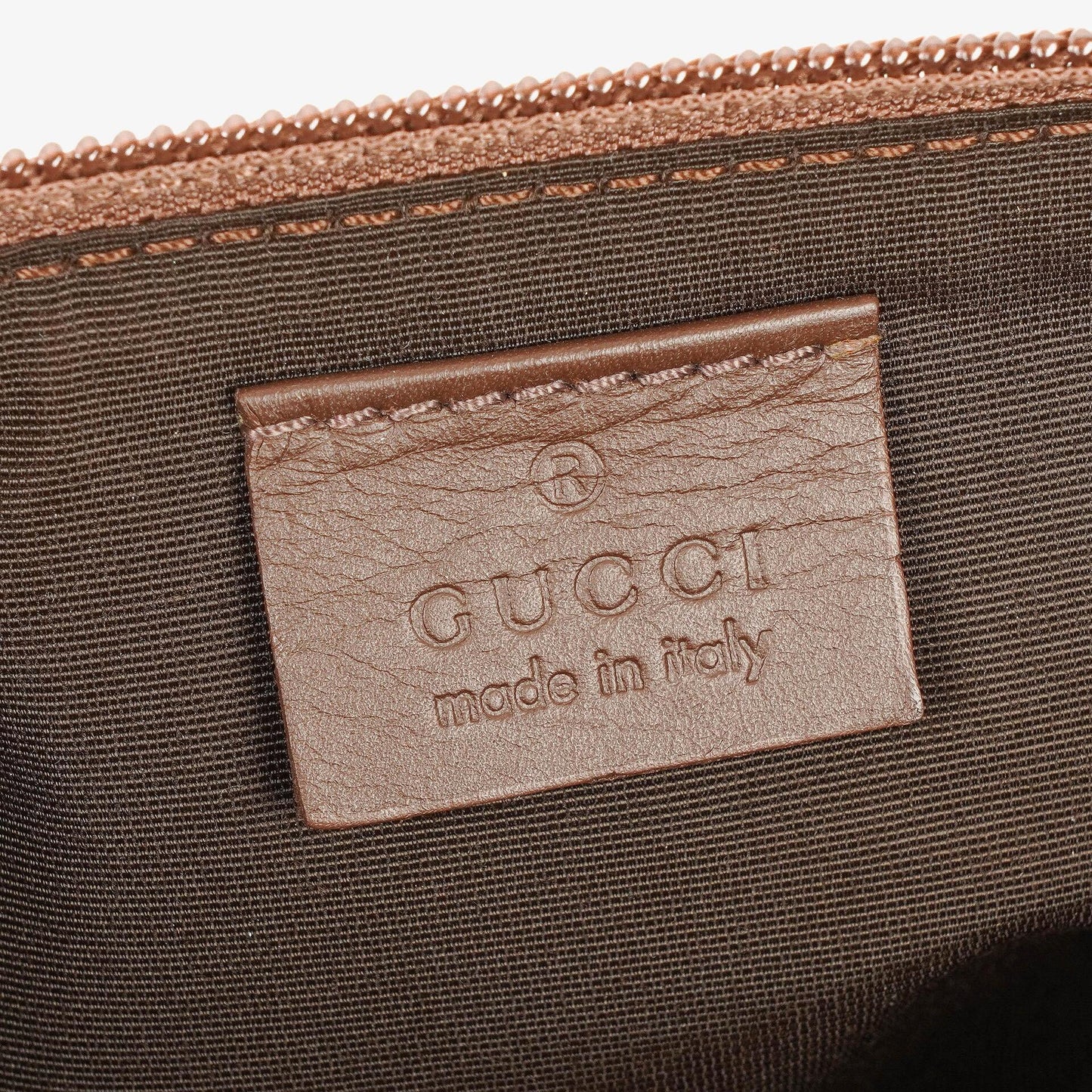 Gucci Baguette Pochette Boat Brown GG Monogram Bag