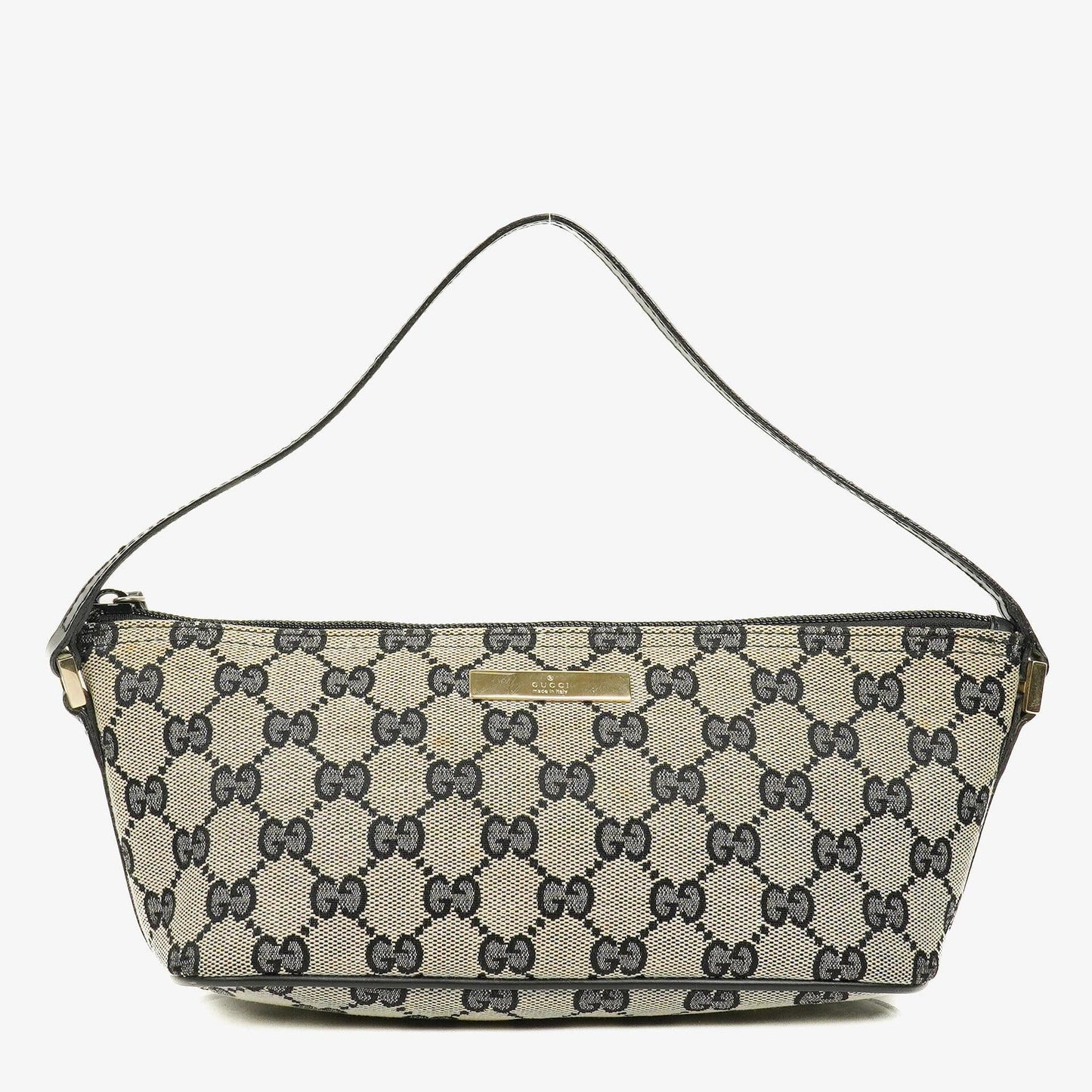 Gucci Baguette Pochette Boat Grey GG Monogram Bag
