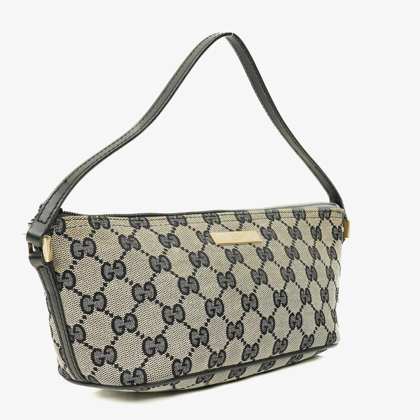 Gucci Baguette Pochette Boat Grey GG Monogram Bag