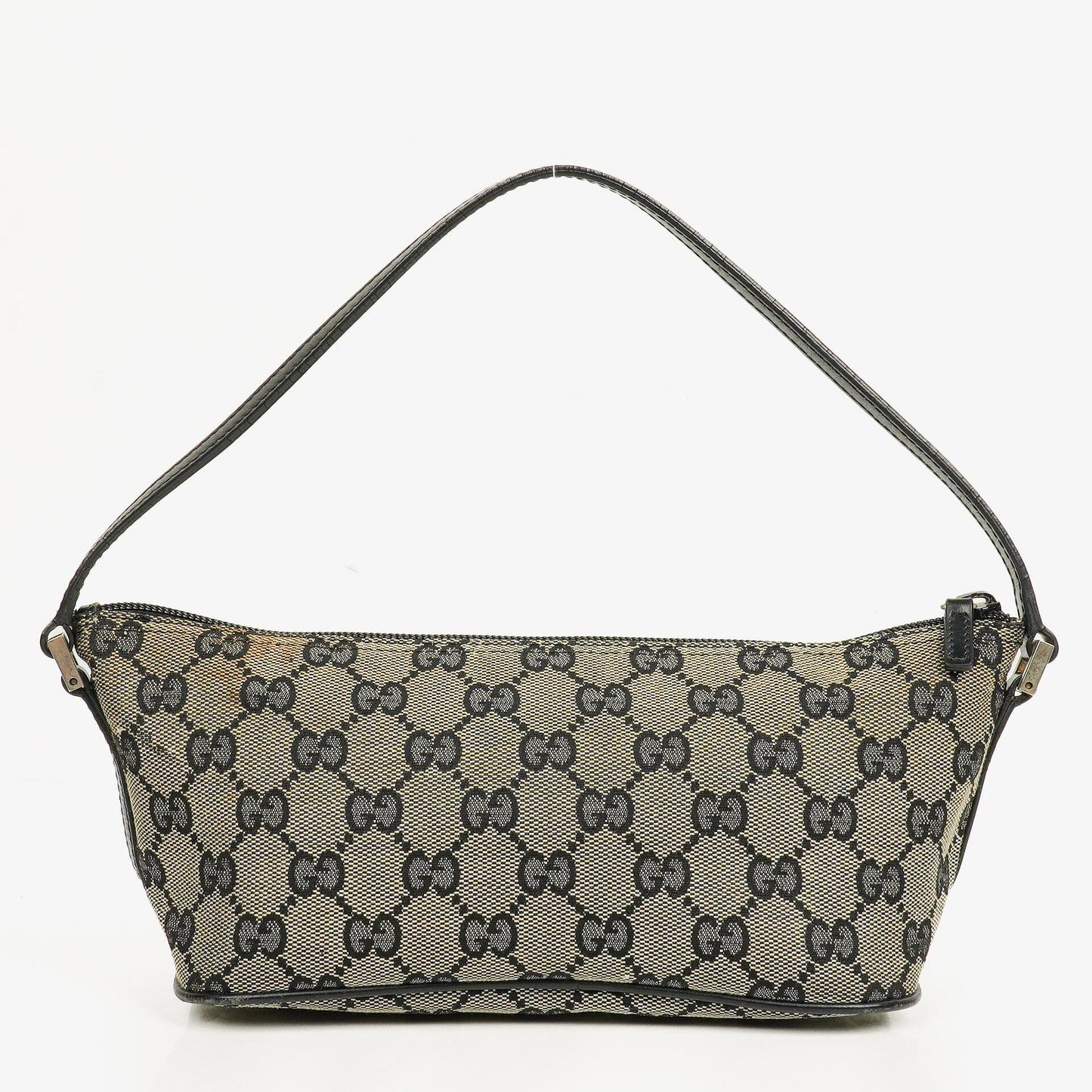 Gucci Baguette Pochette Boat Grey/Black GG Monogram Bag