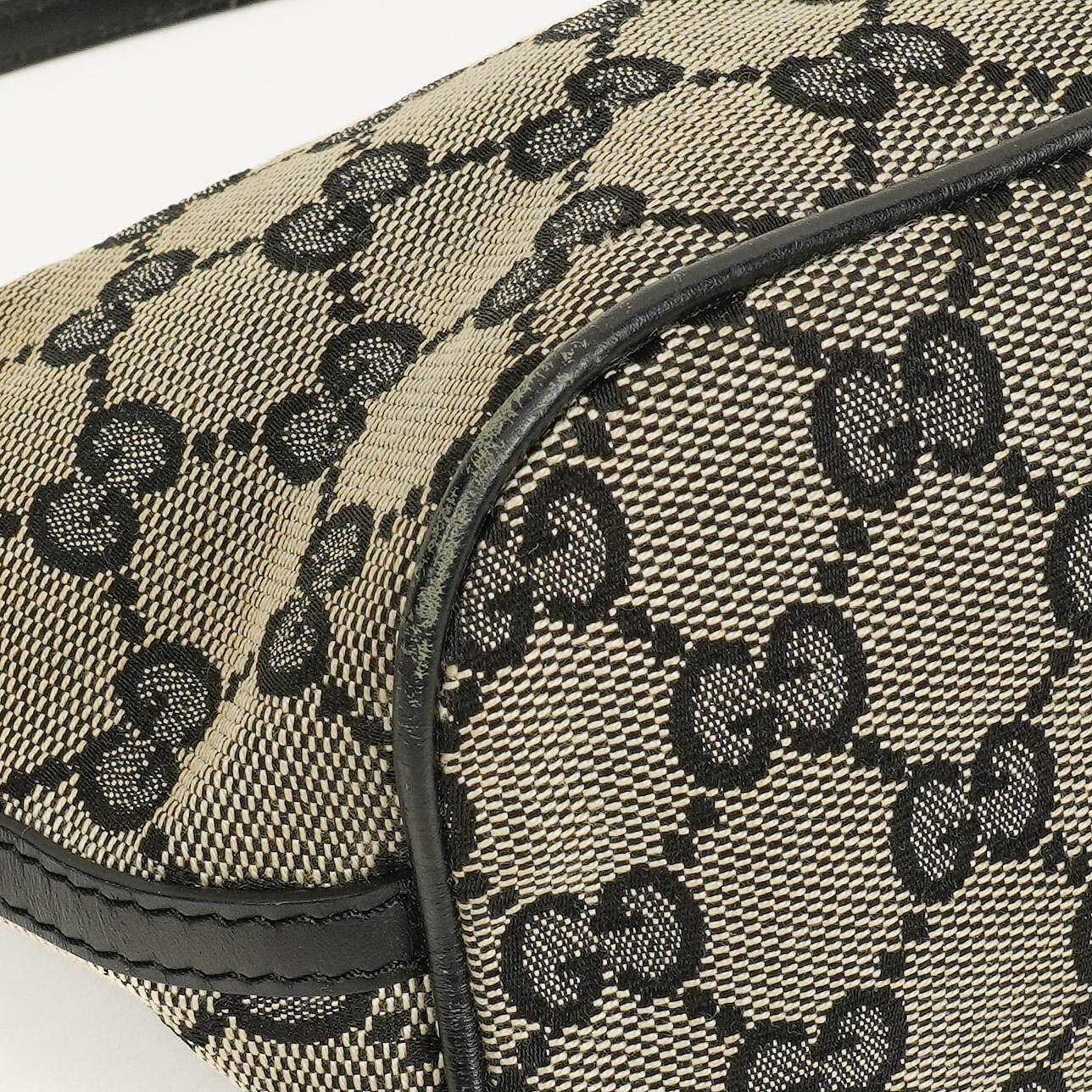 Gucci Baguette Pochette Boat Grey/Black GG Monogram Bag