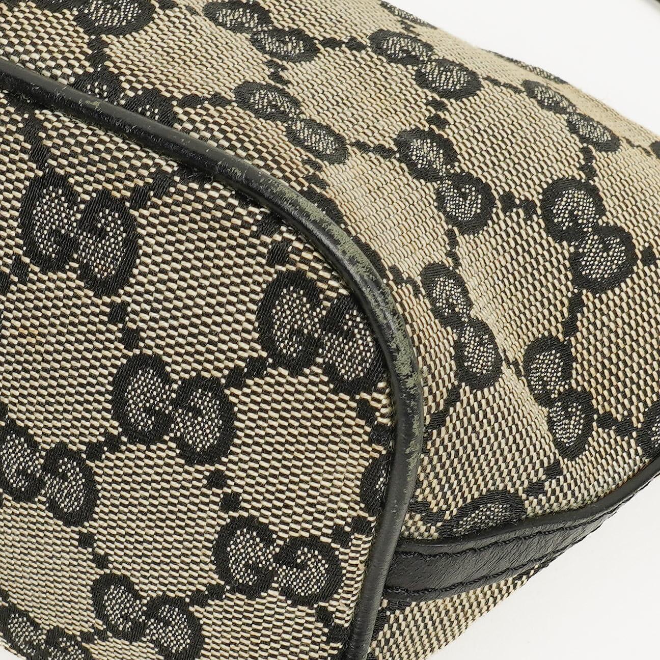 Gucci Baguette Pochette Boat Grey/Black GG Monogram Bag