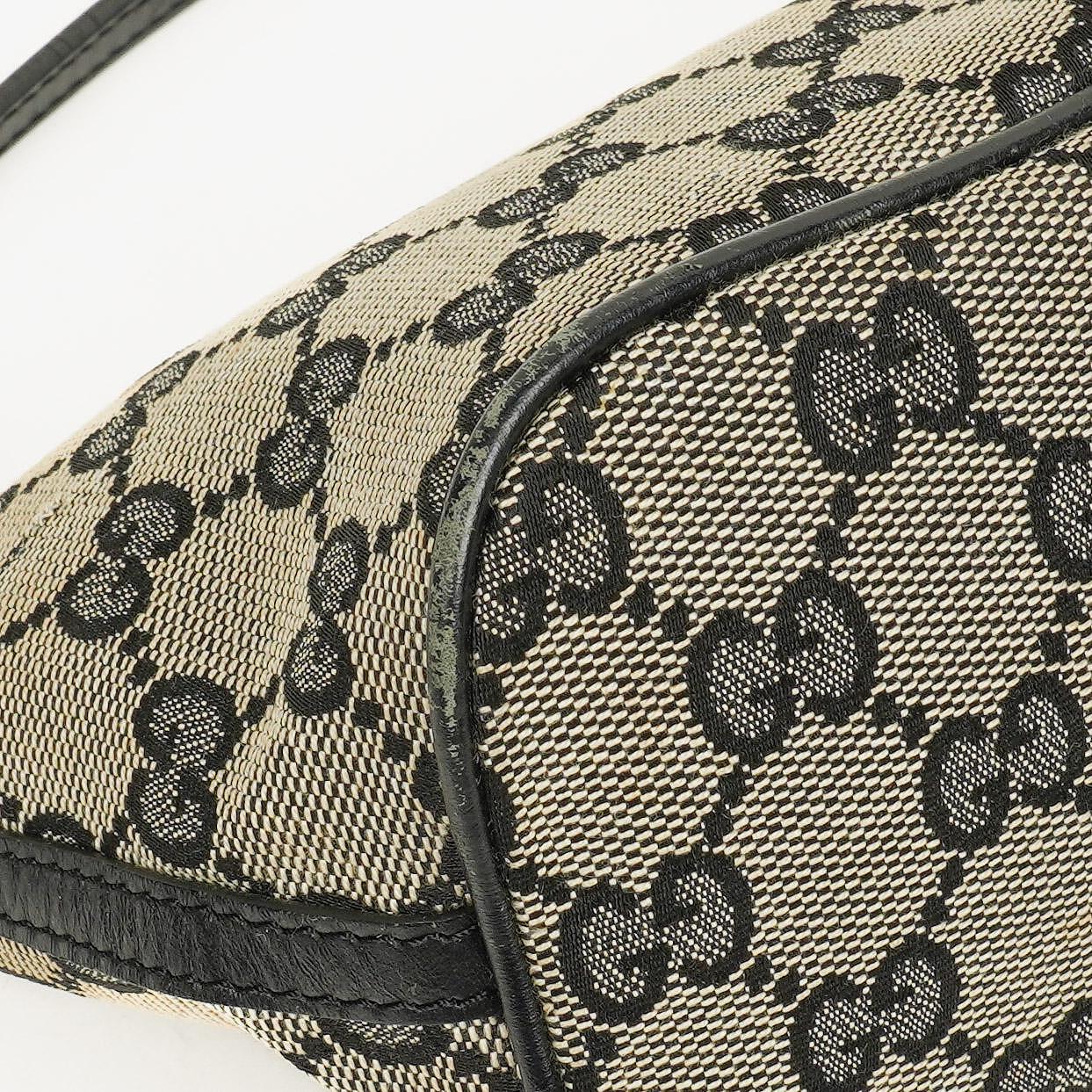 Gucci Baguette Pochette Boat Grey/Black GG Monogram Bag