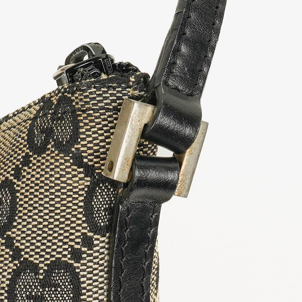 Gucci Baguette Pochette Boat Grey/Black GG Monogram Bag