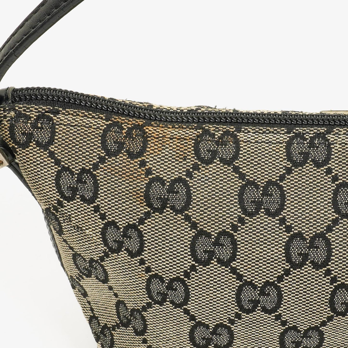 Gucci Baguette Pochette Boat Grey/Black GG Monogram Bag