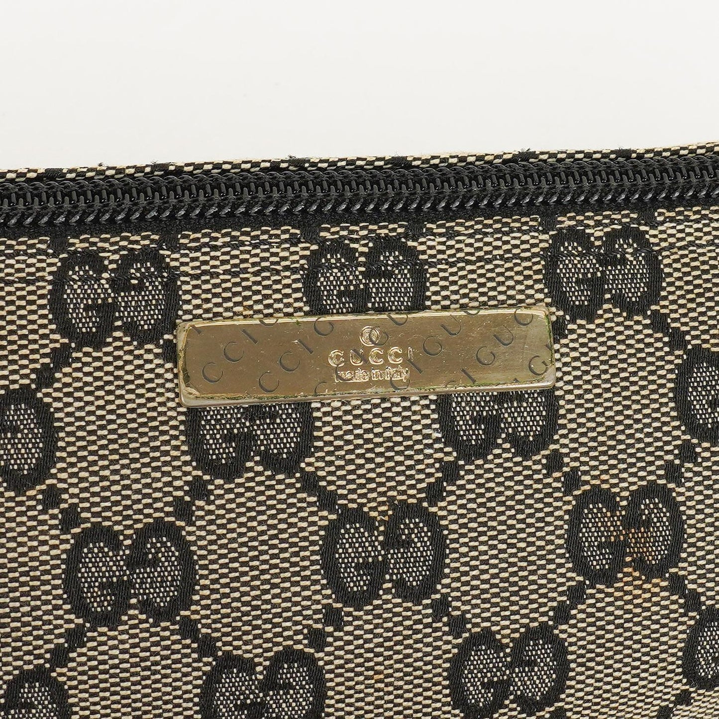 Gucci Baguette Pochette Boat Grey/Black GG Monogram Bag