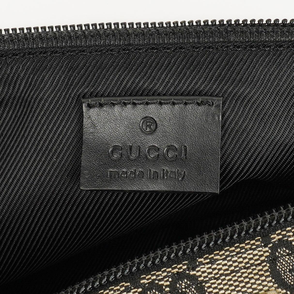 Gucci Baguette Pochette Boat Grey/Black GG Monogram Bag