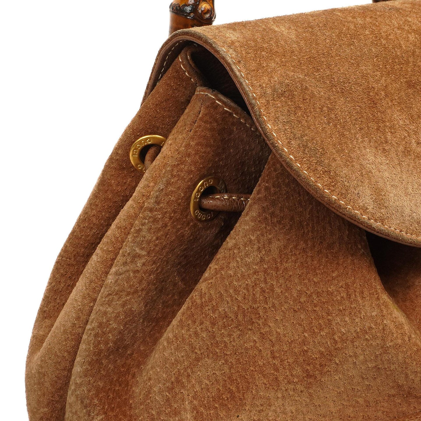 Gucci Bamboo Backpack Brown Suede And Leather