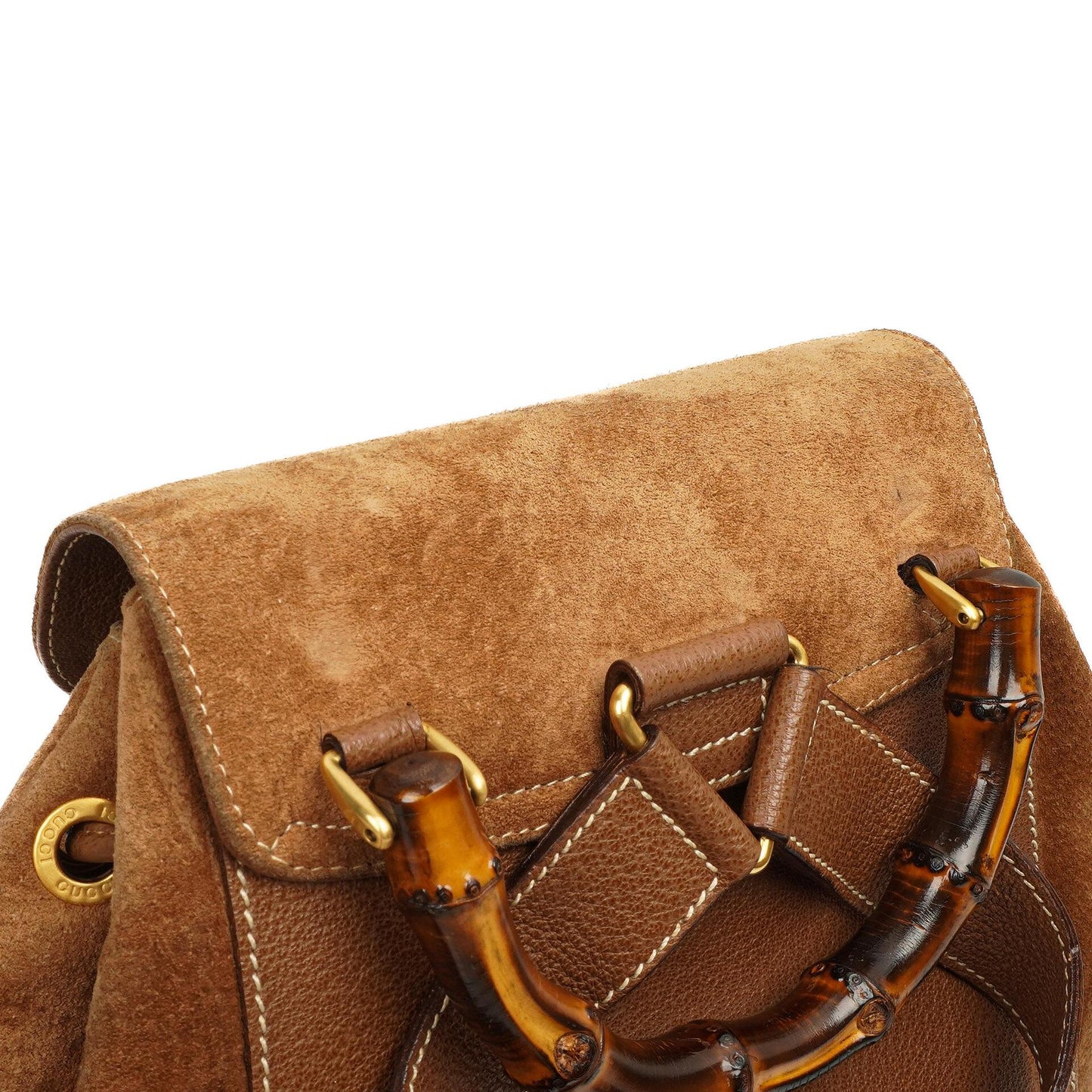 Gucci Bamboo Backpack Brown Suede And Leather